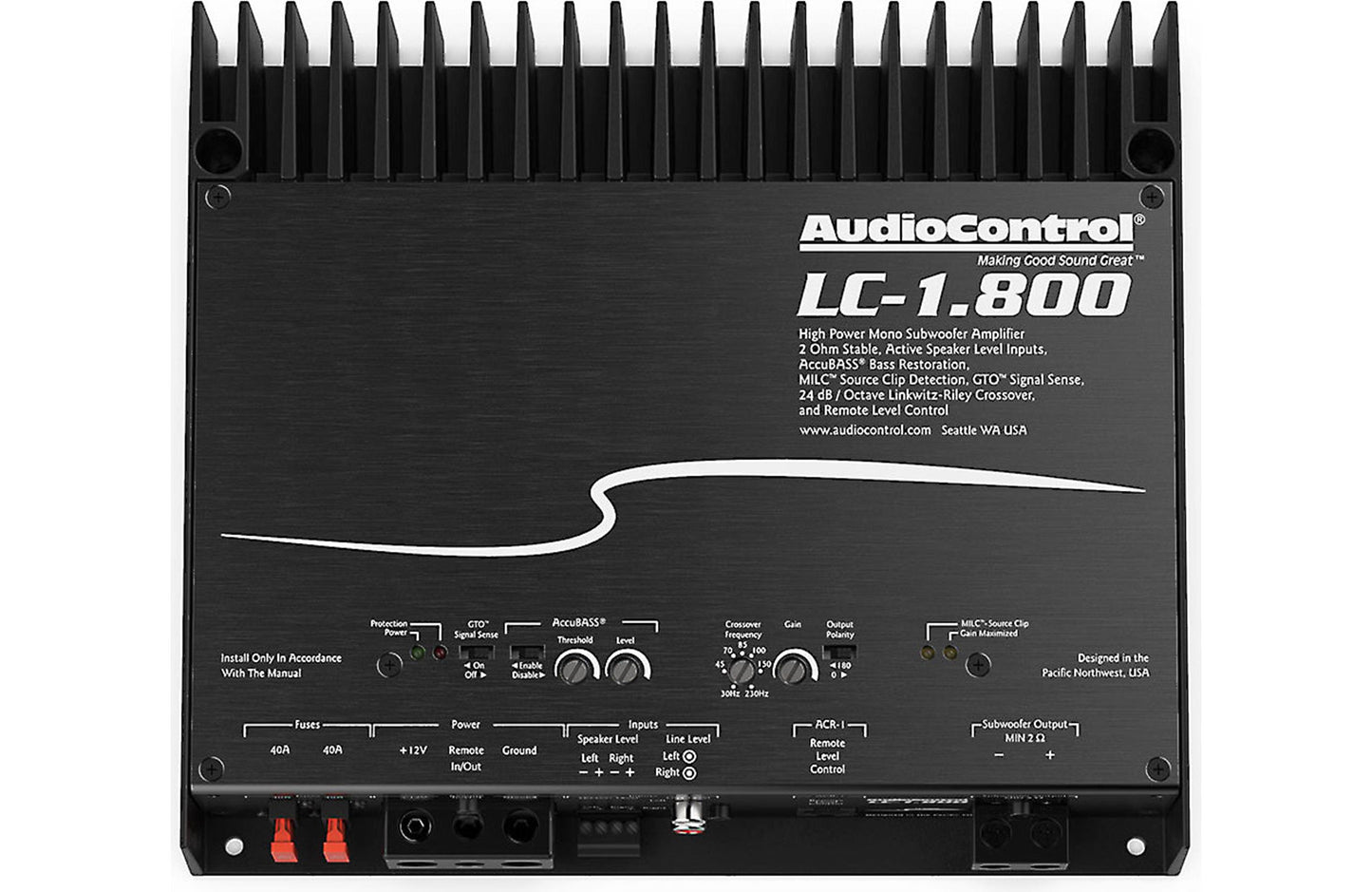AudioControl LC-1.800 Mono subwoofer amplifier — 800 watts RMS at 2 ohms