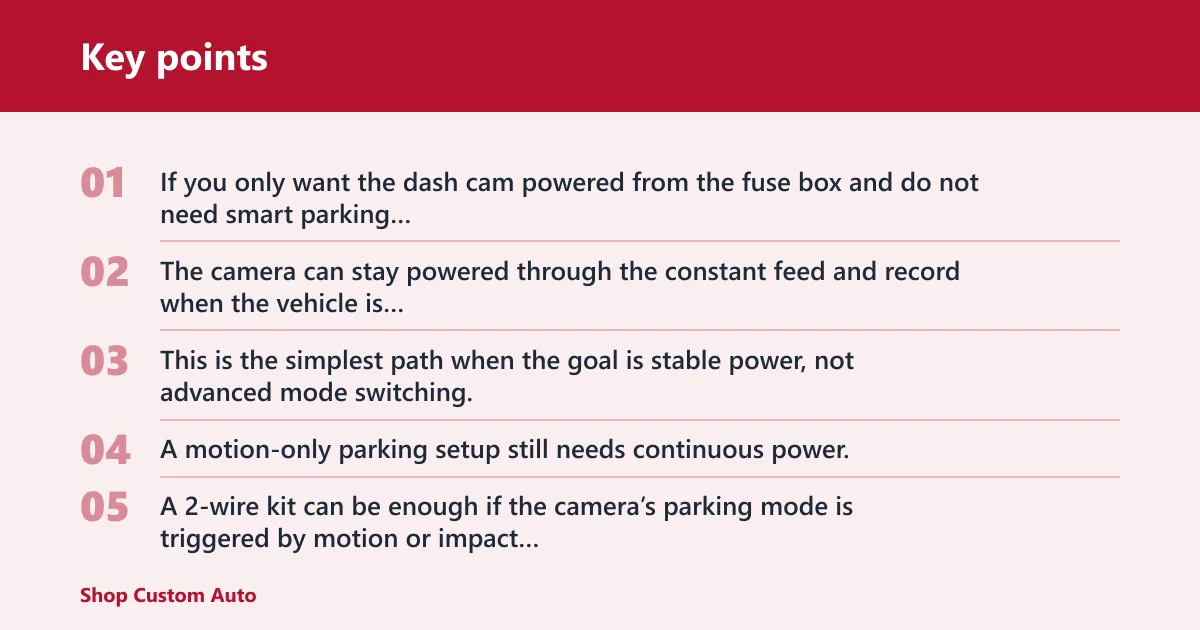Key points: Which hardwire kit fits your use case?