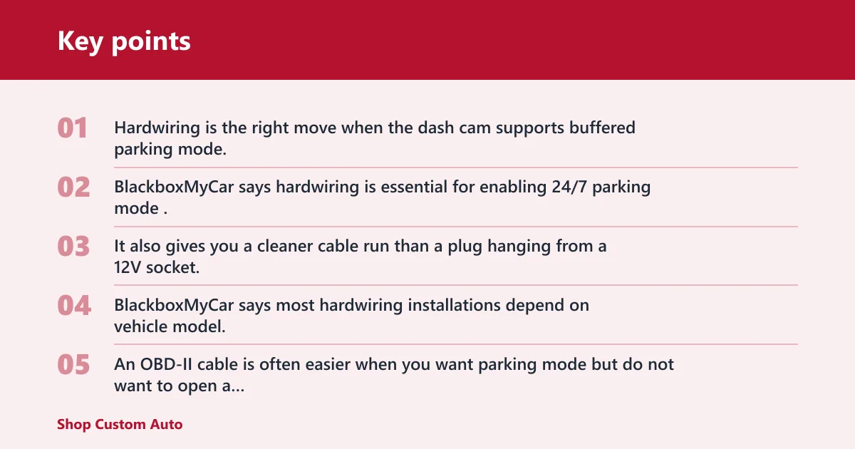 Key points: Do you need to hardwire your dash cam?