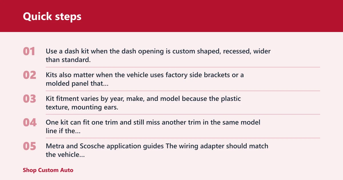 Quick steps: Do you need a dash kit and other install parts?