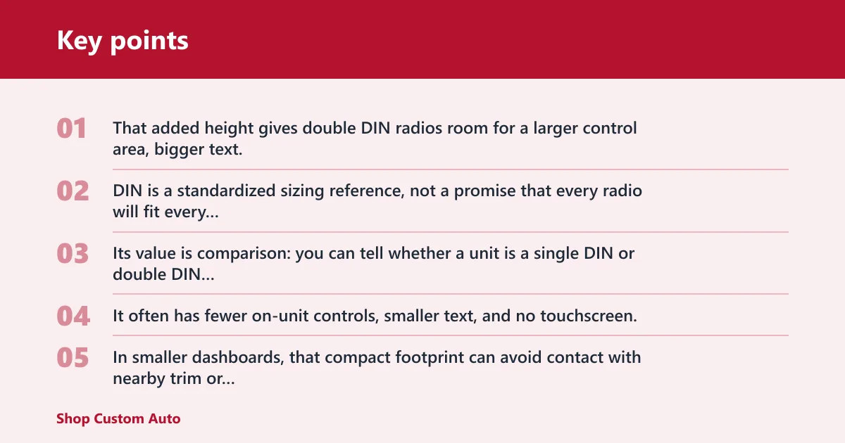 Key points: Single DIN vs double DIN: what changes?