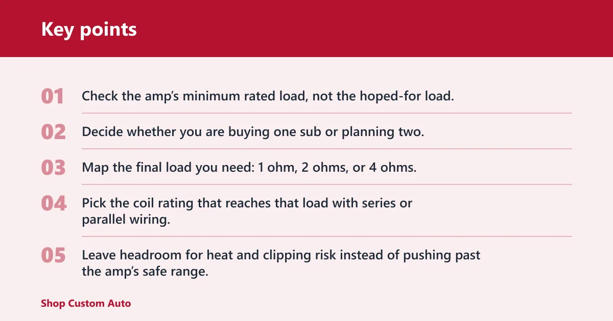 Key points: Subwoofer impedance decision table