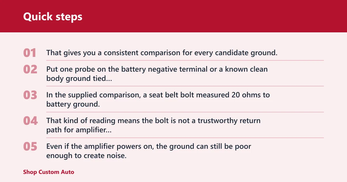 Quick steps: How do you test a seat bolt ground with a multimeter?