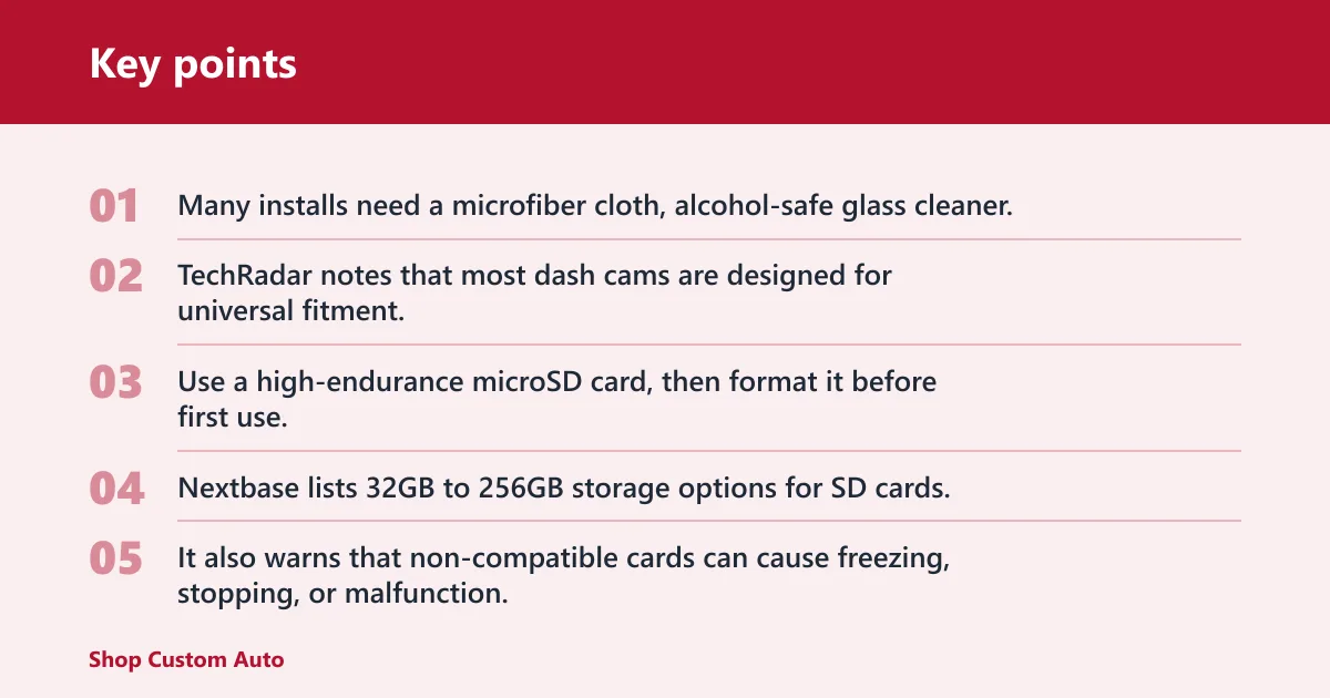 Key points: Rear dash cam checklist