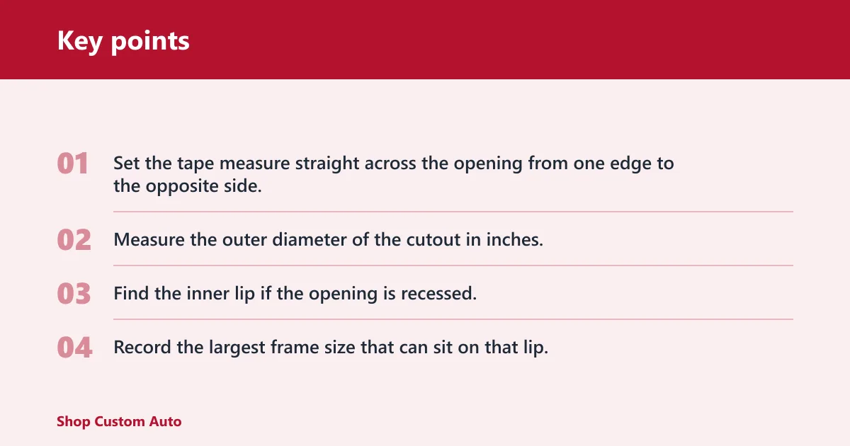 Key points: 2. Measure the speaker opening, not the label