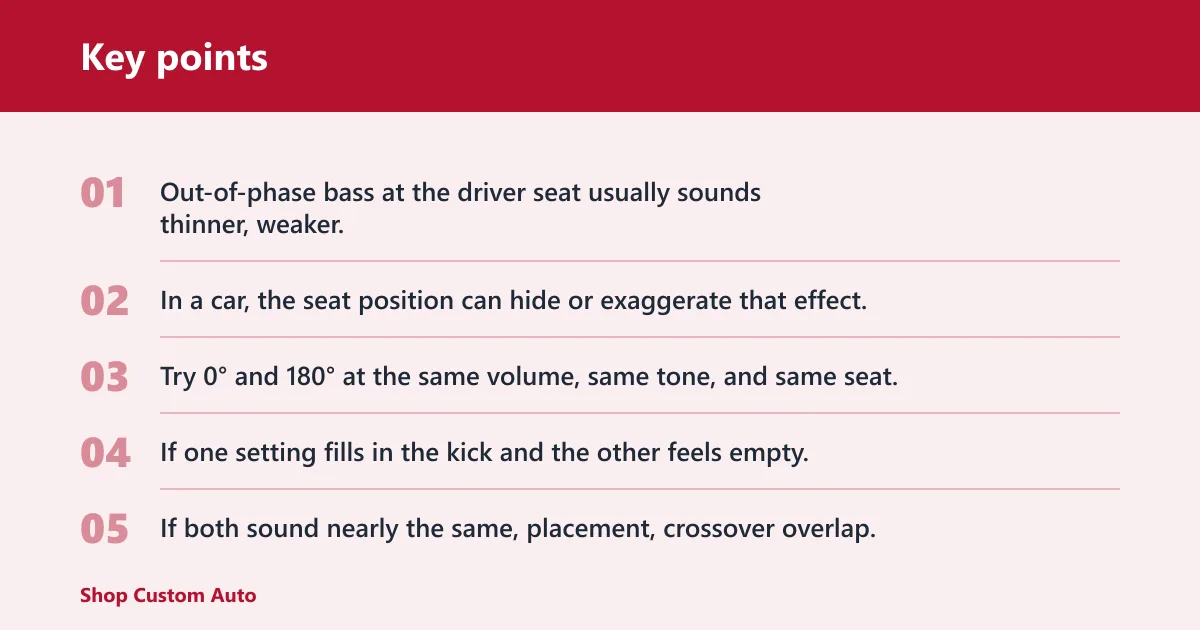 Key points: Driver-seat phase decision checklist