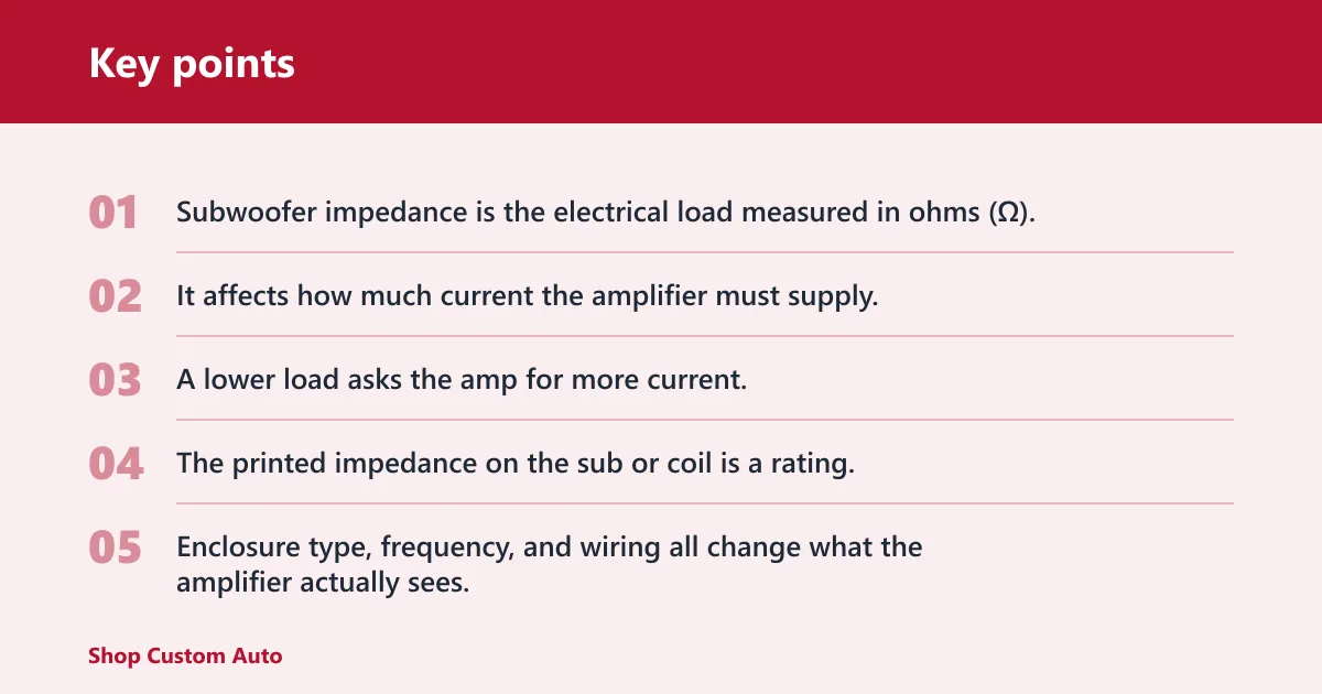 Key points: What subwoofer impedance means