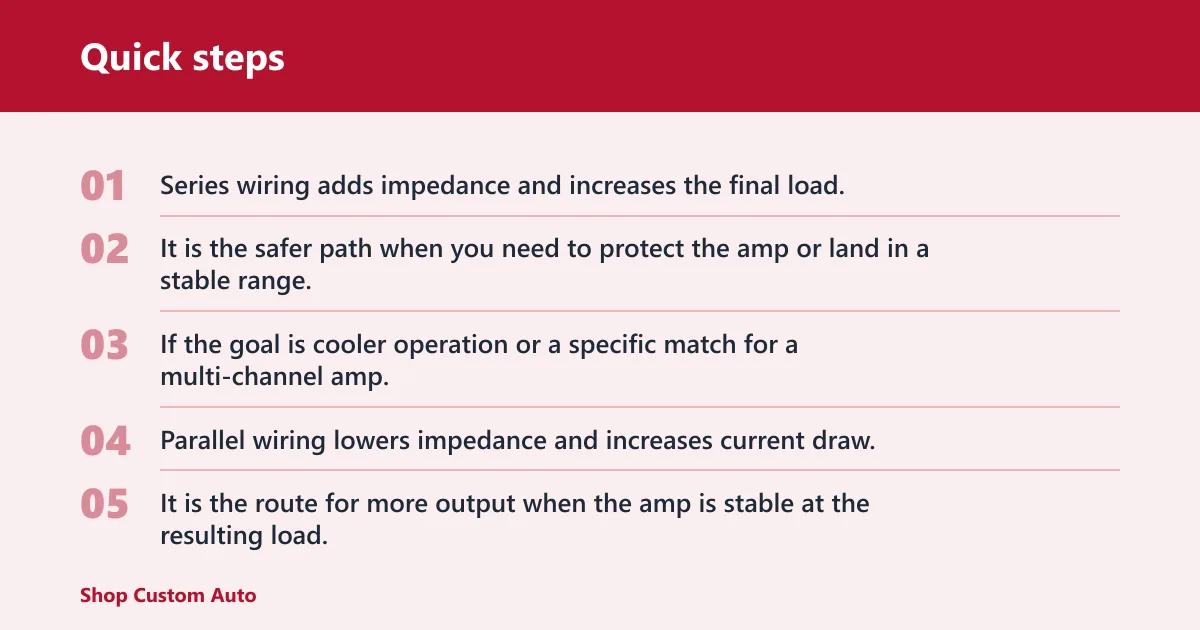 Quick steps: How do dual voice coil subwoofers change the final impedance?
