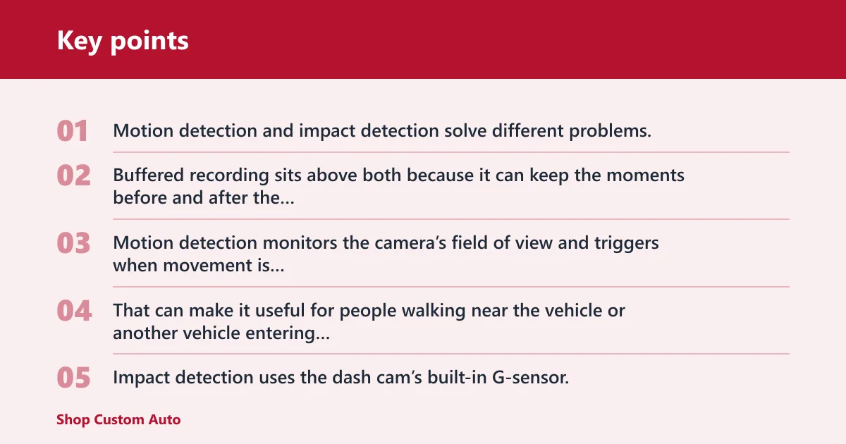 Key points: Parking mode at a glance