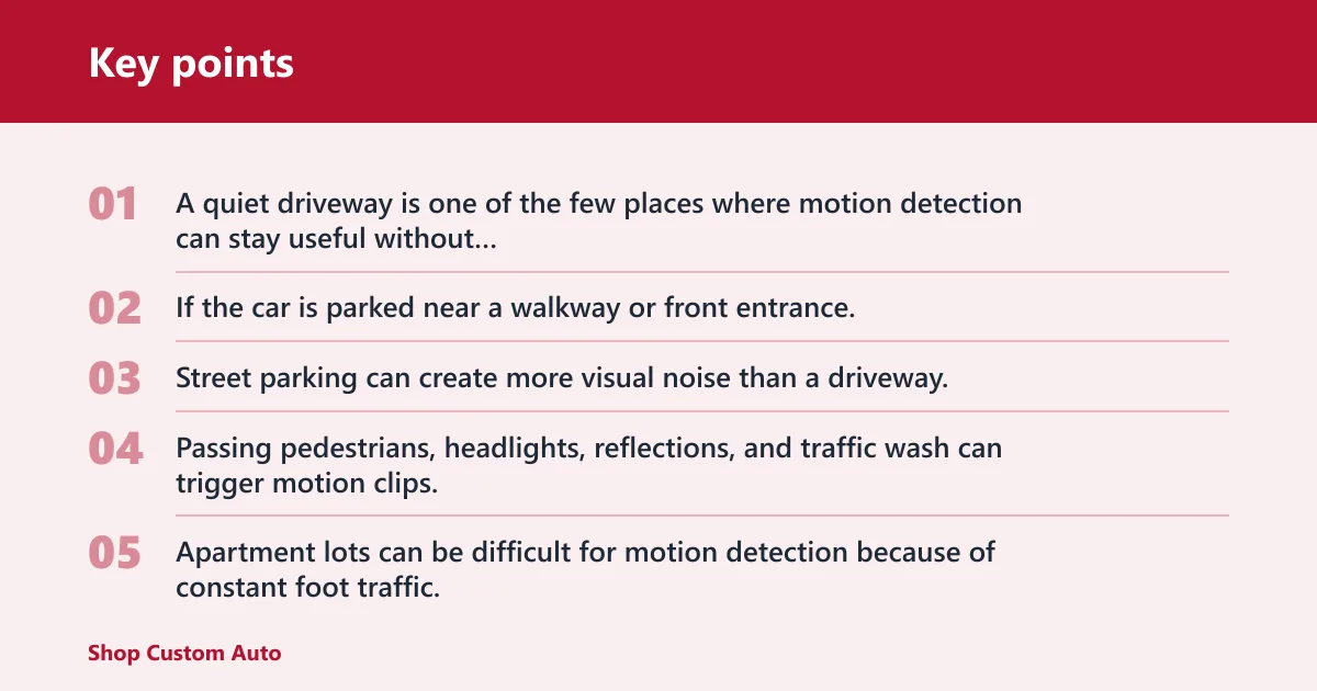 Key points: Motion detection vs impact detection by parking scenario