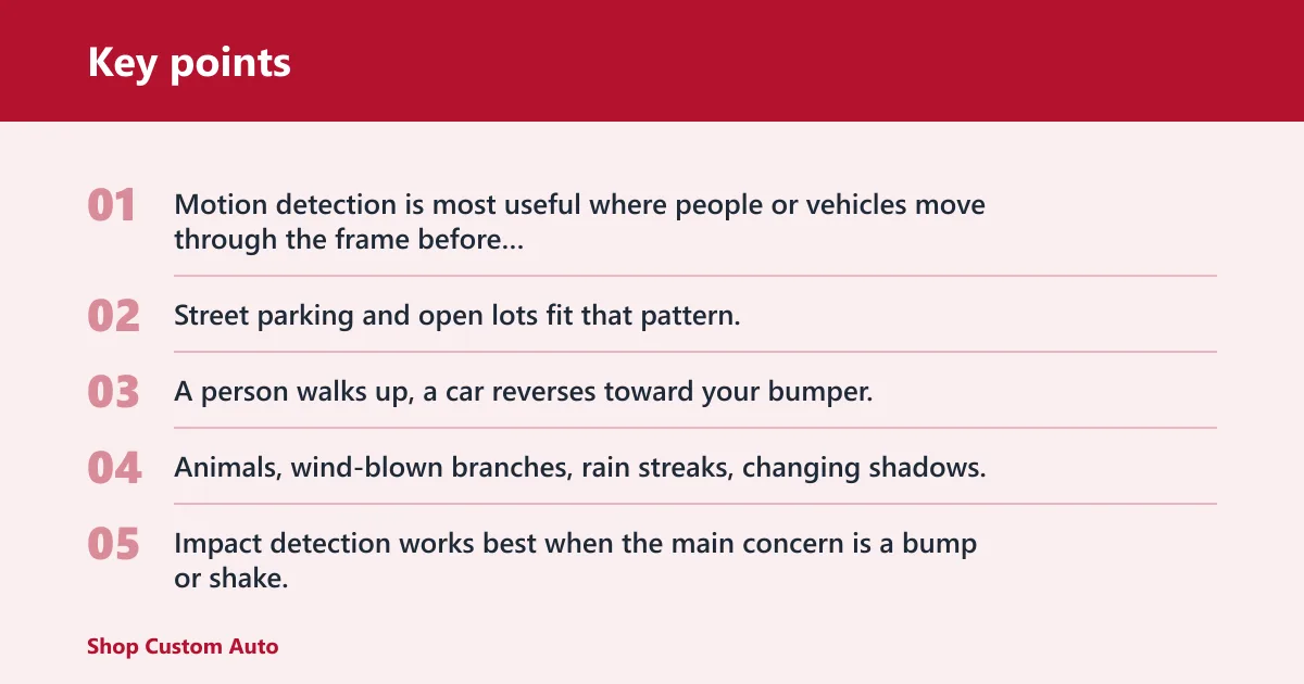 Key points: What is the difference between motion detection and impact detection?
