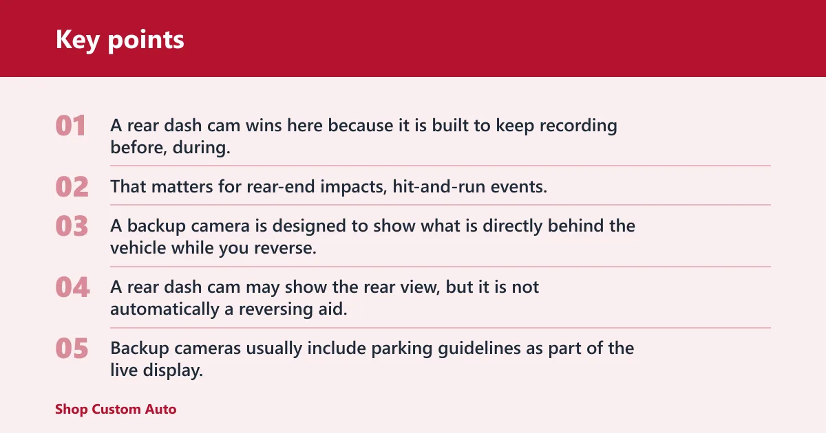 Key points: Rear camera decision table