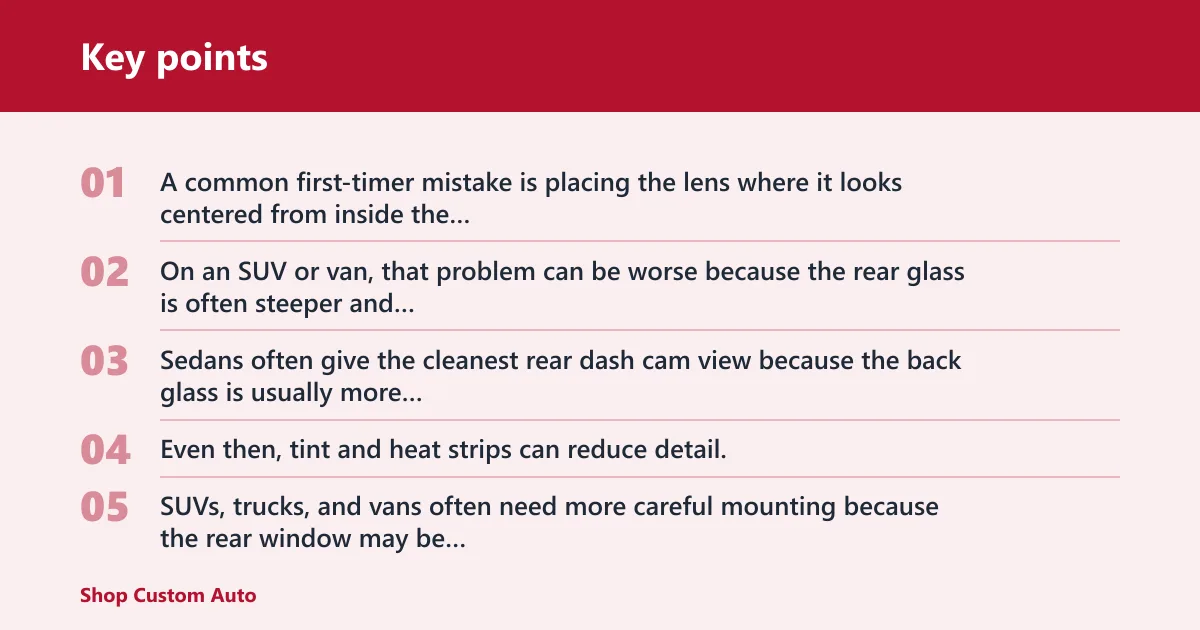Key points: Will a rear dash cam work with tinted rear windows?