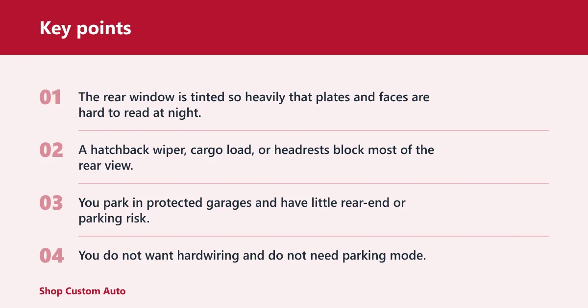 Key points: Rear camera decision table