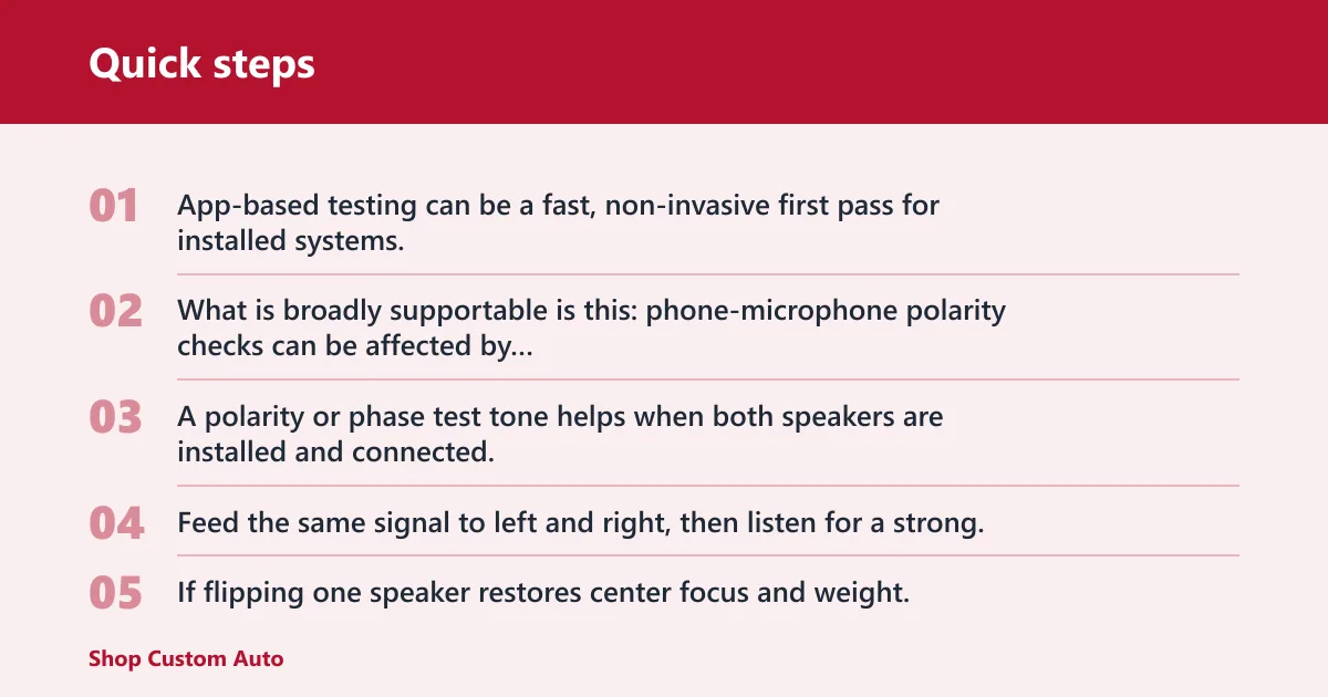 Quick steps: How do you test speaker polarity in a car?