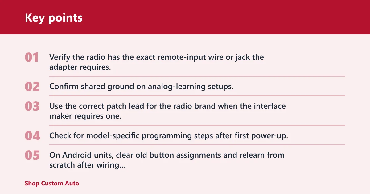 Key points: Why are the controls not working after radio replacement?