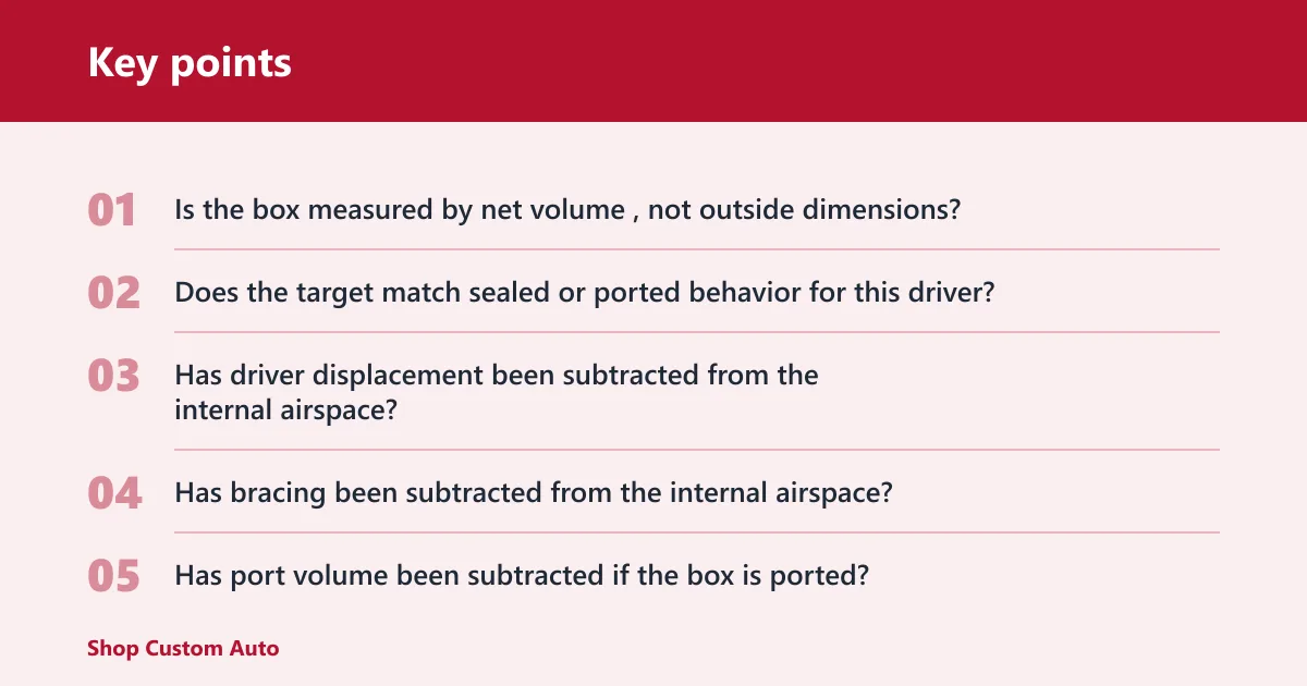 Key points: How do I know the right box size for my subwoofer?