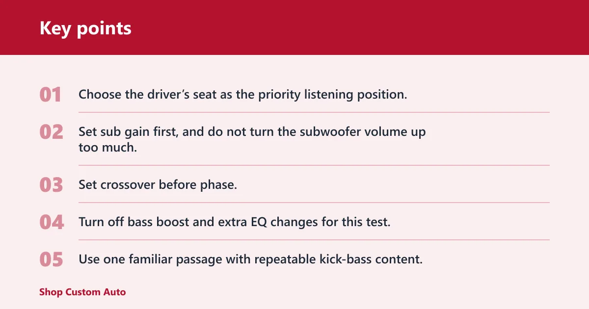 Key points: How do you set subwoofer phase for stronger bass?
