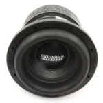 Driver in a car comparing subwoofer phase settings beside an amplifier in the trunk