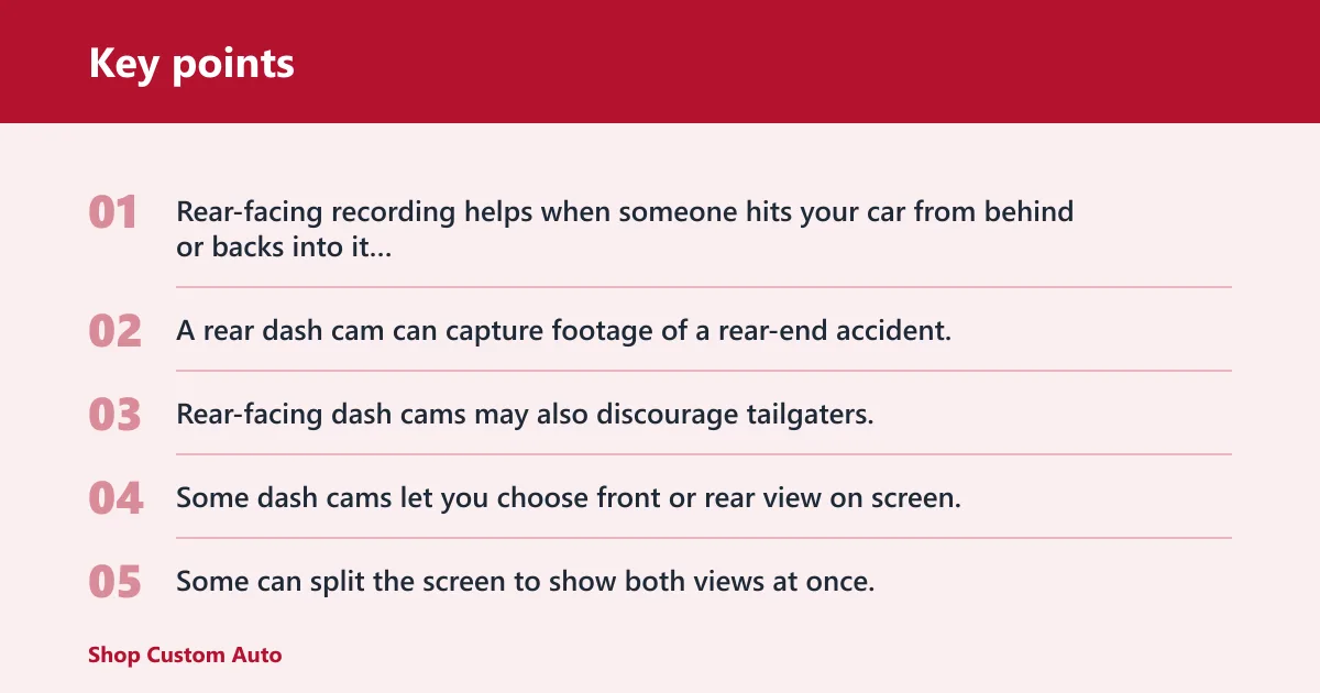Key points: Rear dash cam vs reversing camera: what is the difference?