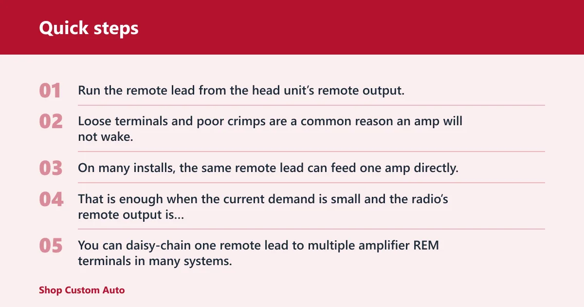 Quick steps: Amp turn-on wire setup guide