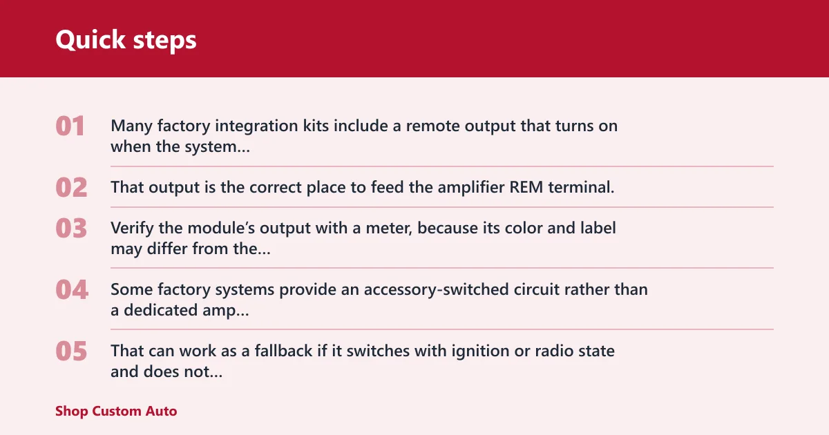 Quick steps: Factory radio remote wire cases