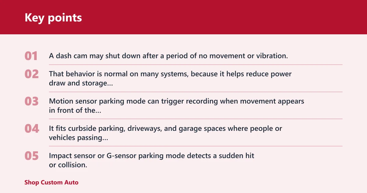 Key points: How parking mode works on a dash cam