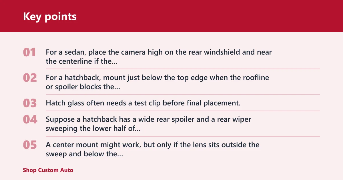 Key points: Choose the rear glass mount zone