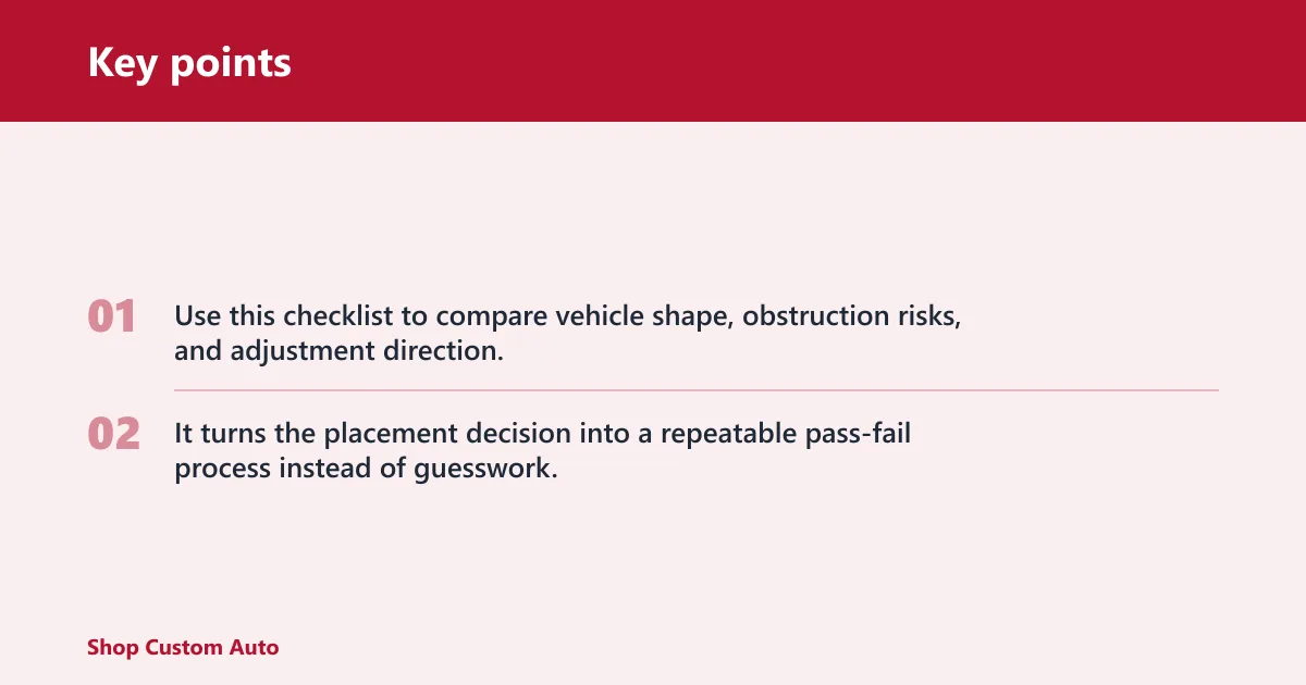 Key points: Rear dash cam placement checklist