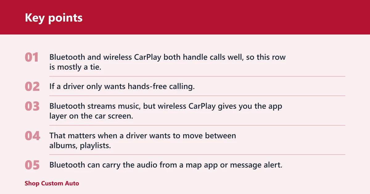 Key points: Connection comparison table